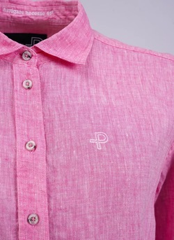 Pelle P Linen Breeze Shirt W Cyclamen Melange - Pelle P