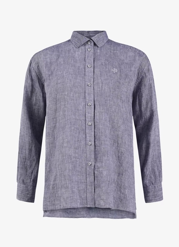 Pelle P Linen Breeze Shirt W Dk Navy Melange - Pelle P