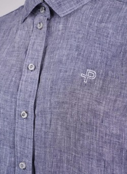 Pelle P Linen Breeze Shirt W Dk Navy Melange - Pelle P