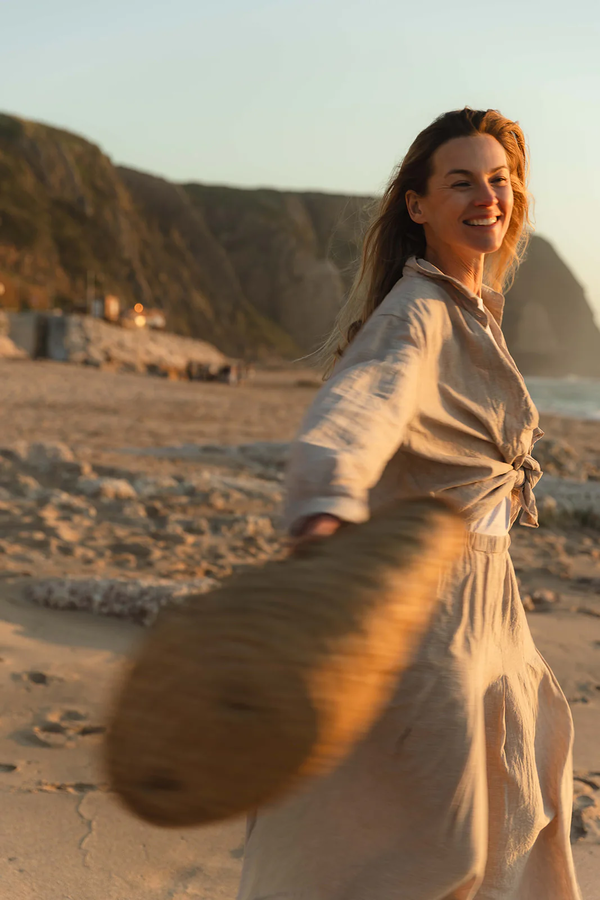 Blue Dagfrid Cotton/linen Shirt Khaki Melange - Blue Sportswear