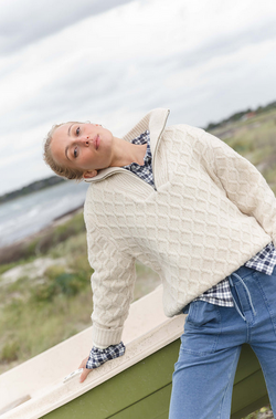 Blue Frances 1/2-Zip Wool Cable Windbreaker Uspesifisert - Blue Sportswear