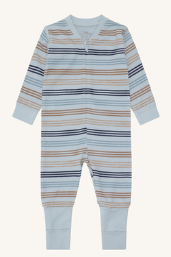 Hust & Claire Manu zip 3 stripes nattdress ull/viskose fra bambus 4117 cloud blue - Hust & Claire
