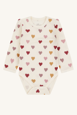 Hust & Claire Baloo Hearts Puff body ull/viskose fra bambus 3290 off white - Hust & Claire