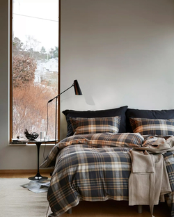 Richard Flanell Sengesett Dempet Sort - Høie of Scandinavia 