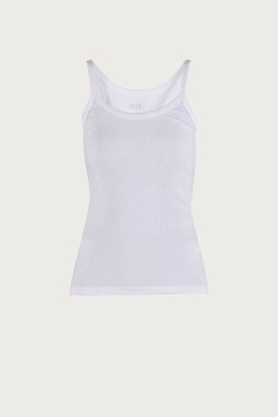 Blue Leslie Rib Tank Top White - Blue Sportswear