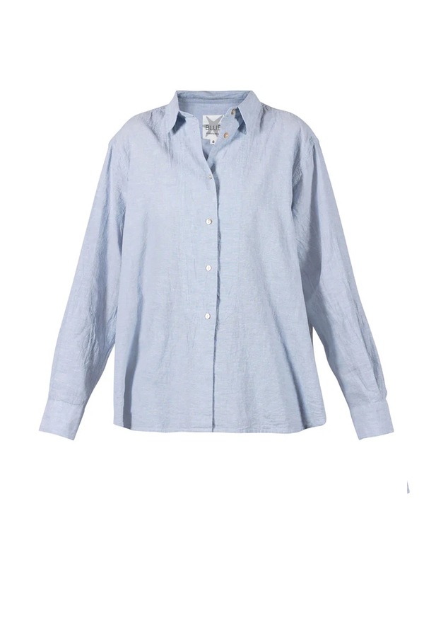 Blue Dagfrid Cotton/linen Shirt PALE BLUE - Blue Sportswear