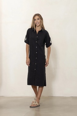 Blue Dixi Cotton/Linen Dress Black - Blue Sportswear