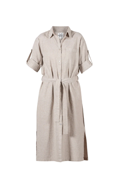 Blue Dixi Cotton/Linen Dress Khaki Melange - Blue Sportswear