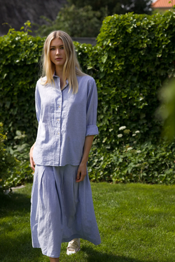 Blue Dagfrid Cotton/linen Shirt PALE BLUE - Blue Sportswear