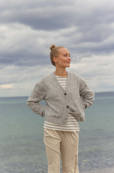 Blue Frankie Knit Cardigan Light Grey Melange - Blue Sportswear